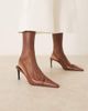 Mango Mango sling back heels with gold hoop detail in brown - 1
