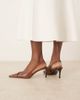 Mango Mango sling back heels with gold hoop detail in brown - 4