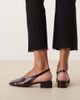 Mango Mango sling back leather heeled mules in cherry red - 4