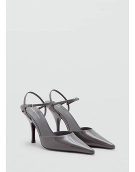 Mango Mango sling back shoes with cross strap heel in gray