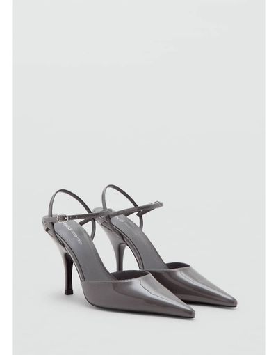 Mango Mango sling back shoes with cross strap heel in gray