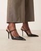Mango Mango slingback cross strap heels in black - 1