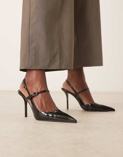 Mango Mango slingback cross strap heels in black