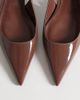 Mango Mango slingback patent kitten heels in brown - 3