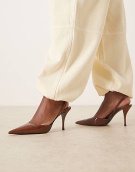 Mango Mango slingback pointed heels in dark brown