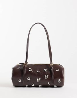 Mango Mango small bowling bag with embellishment in brown