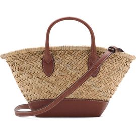 MANGO MANGO Small Double Handle Natural Fiber Crossbody Bag