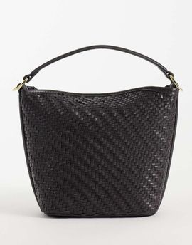 Mango Mango small woven bucket bag in brown