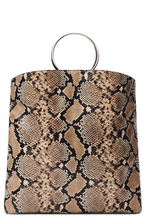 MANGO MANGO Snakeskin Embossed Leather Tote