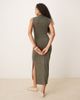 Mango Mango soft touch ruched midaxi dress in washed khaki-Green - 2