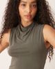 Mango Mango soft touch ruched midaxi dress in washed khaki-Green - 4