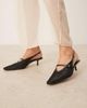 Mango Mango square sling back kitten heels with buckle detail in black - 1