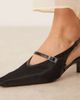 Mango Mango square sling back kitten heels with buckle detail in black - 2