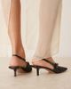 Mango Mango square sling back kitten heels with buckle detail in black - 3
