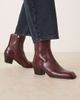 Mango Mango square toe heeled ankle boots in cherry red - 1
