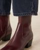 Mango Mango square toe heeled ankle boots in cherry red - 2