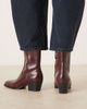 Mango Mango square toe heeled ankle boots in cherry red - 3