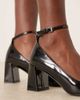 Mango Mango square toe Mary Jane heels in black - 2