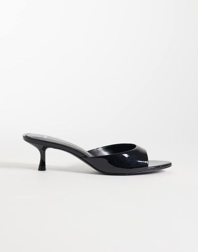 Mango Mango starring Hailey Bieber heeled mules in black