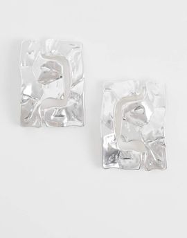Mango Mango statement textured metal earrings in silver
