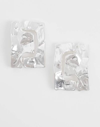 Mango Mango statement textured metal earrings in silver