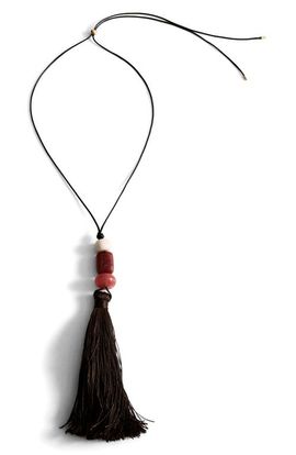 MANGO MANGO Stone Bead Tassel Pendant Necklace