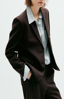 MANGO MANGO Straight Fit Pinstripe Suit Blazer