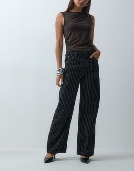 Mango Mango straight jean in black stripe print