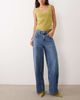 Mango Mango straight jeans with side studs in mid blue - 1