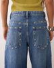 Mango Mango straight jeans with side studs in mid blue - 2