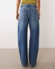 Mango Mango straight jeans with side studs in mid blue - 3