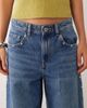 Mango Mango straight jeans with side studs in mid blue - 4
