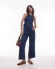 Mango Mango straight leg denim jumpsuit with belt detail in indigo-Blue - 1