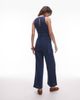 Mango Mango straight leg denim jumpsuit with belt detail in indigo-Blue - 3