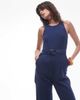 Mango Mango straight leg denim jumpsuit with belt detail in indigo-Blue - 4