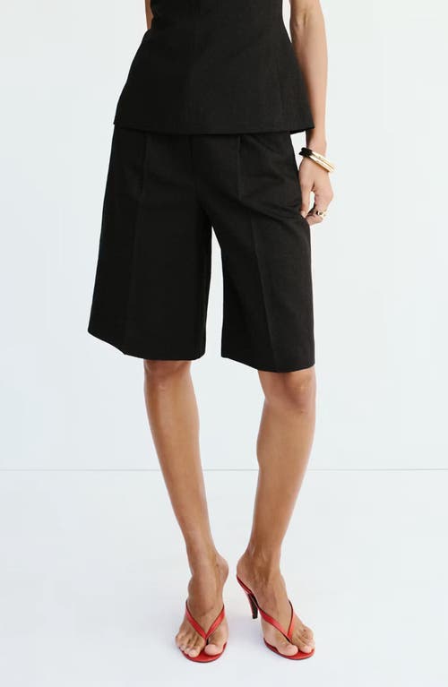 MANGO MANGO Straight Linen Blend Bermuda Shorts
