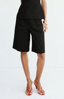 MANGO MANGO Straight Linen Blend Bermuda Shorts