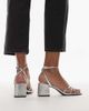 Mango Mango strappy block heels in silver - 3