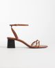 Mango Mango strappy block mid heeled sandals in brown - 1