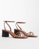 Mango Mango strappy block mid heeled sandals in brown - 3