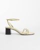 Mango Mango strappy block mid heeled sandals in gold - 1