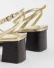 Mango Mango strappy block mid heeled sandals in gold - 4