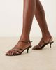 Mango Mango strappy buckle detail heeled sandals in dark brown - 1