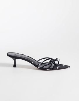 Mango Mango strappy heeled sandals in black spot print