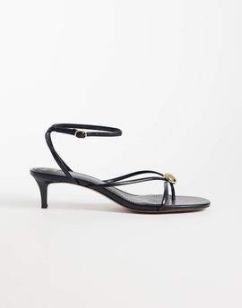 Mango Mango strappy heeled sandals with gold-tone trim in black