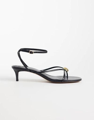 Mango Mango strappy heeled sandals with gold-tone trim in black