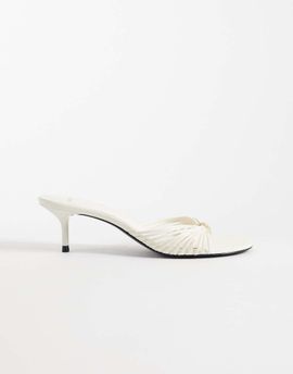Mango Mango strappy heeled sandals with hardware detail in white