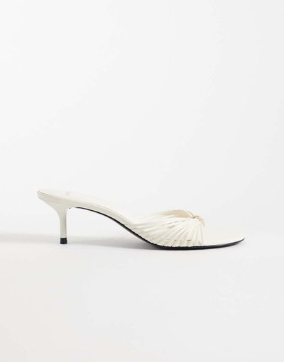 Mango Mango strappy heeled sandals with hardware detail in white