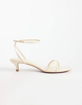 Mango Mango strappy kitten heeled sandals in butter yellow