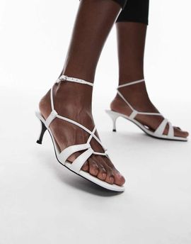 Mango Mango strappy kitten heels in white